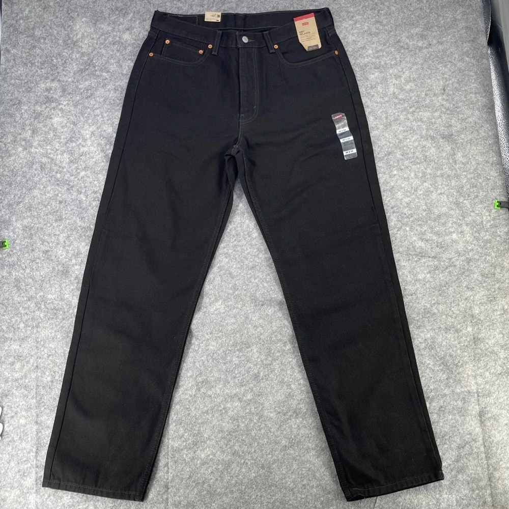 Levis 550 Relaxed Fit Jeans Men 36x34 Black Denim Tapered Leg 00550-0260 NEW